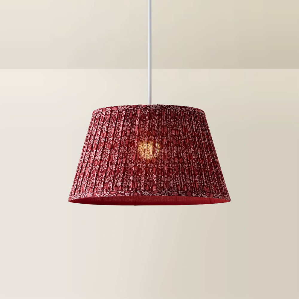 ValueLights Abel Burgundy Floral Pleated Tapered Ceiling Lamp Shade 45cm Image 3