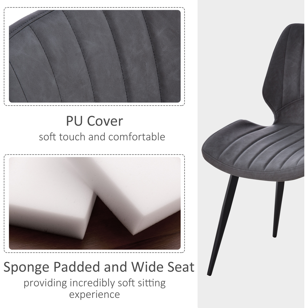 Portland Set of 2 Grey Faux Leather Dining Chair Image 5