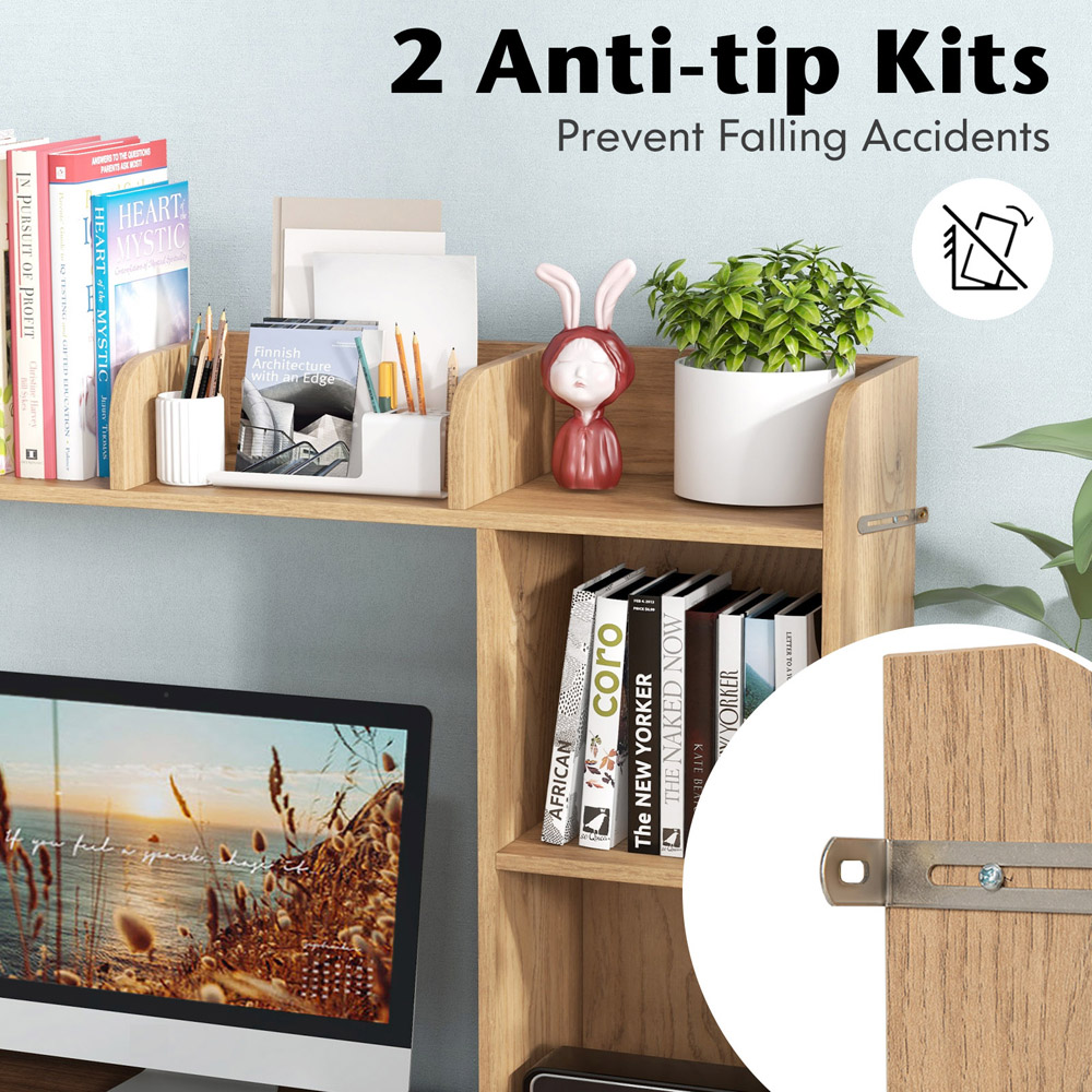 Costway 5 Shelf Natural Bookcase Image 8