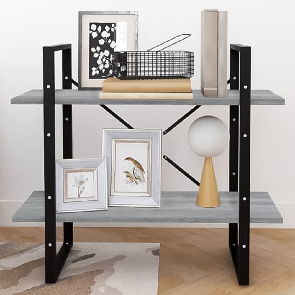 vidaXL 2 Shelf Grey Sonoma Oak Bookcase Image 1
