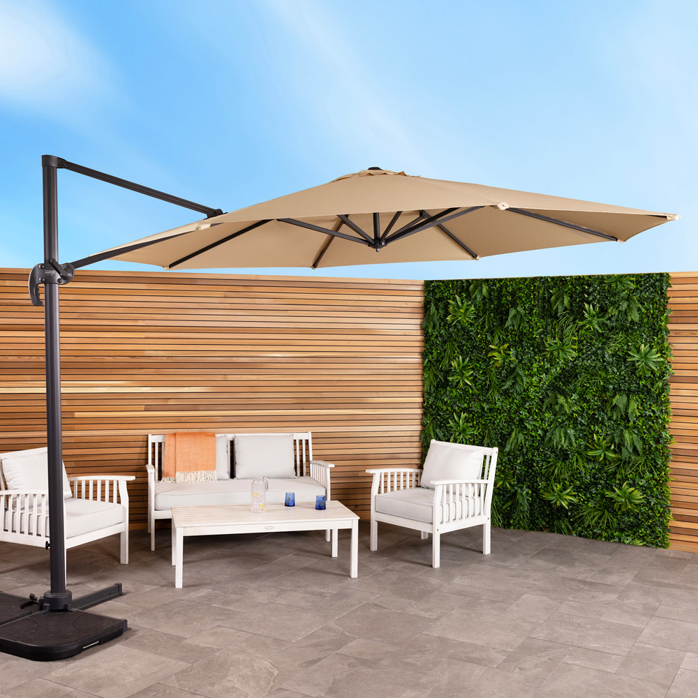 Charles Bentley Beige Extra Large Round Cantilever Parasol 3.5m Image 2