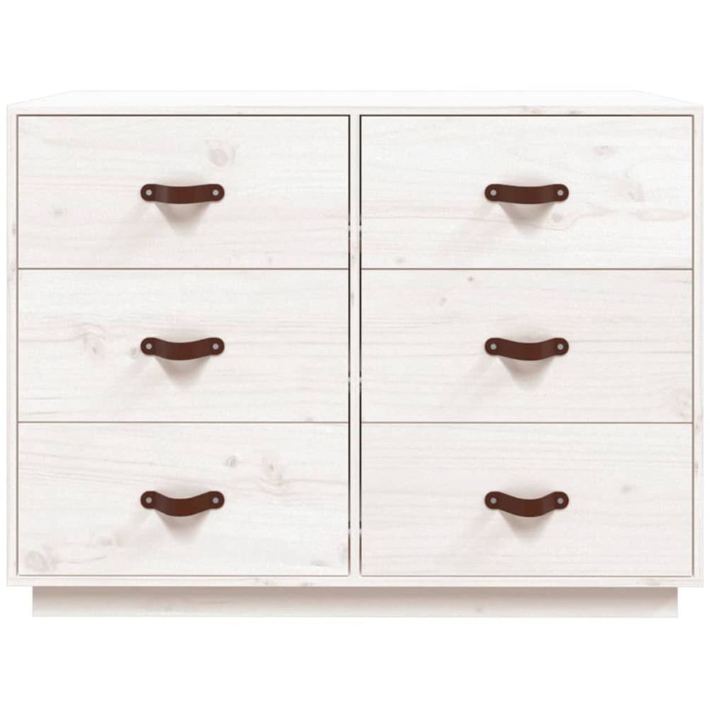 vidaXL 6 Drawer White Solid Pine Wood Sideboard Image 4