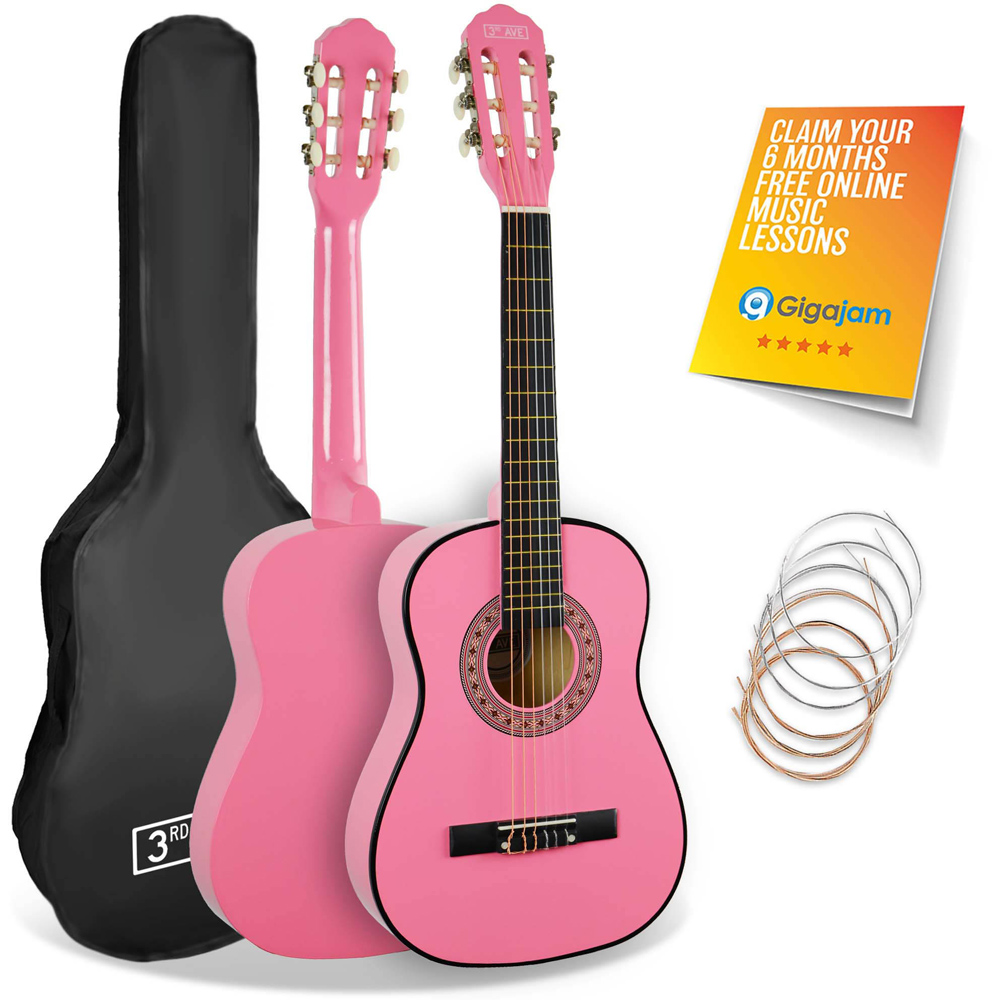 3rd Avenue Pink Half Size Classical Guitar Set Image 1