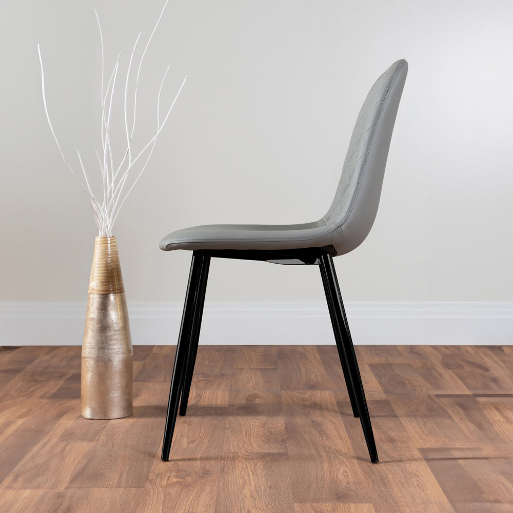 Furniturebox Arona Solara 6 Seater Round Dining Set White Gloss Black and Grey Image 4