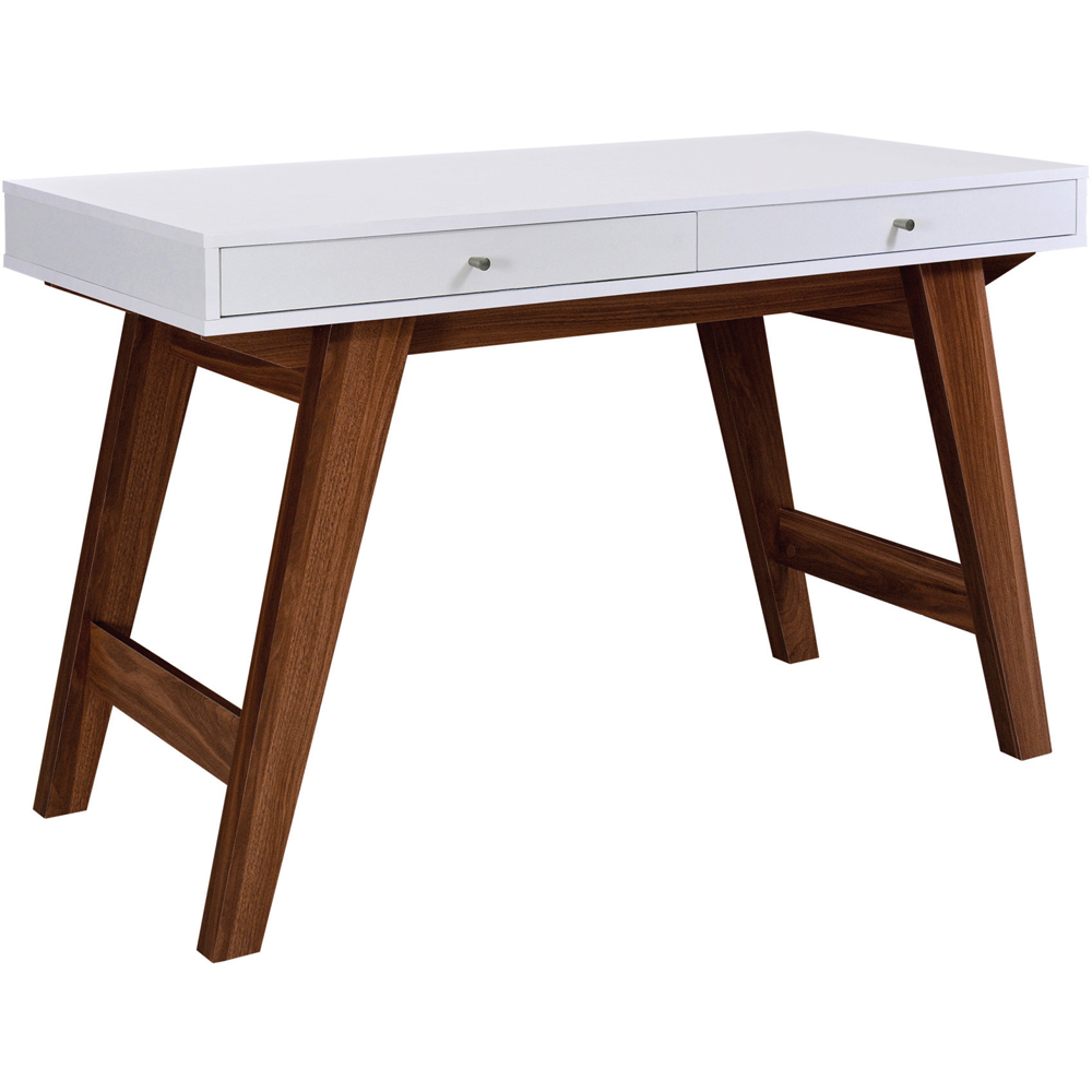 TTAP Florence White and Walnut Effect 2 Drawer Office Computer Desk Image 3