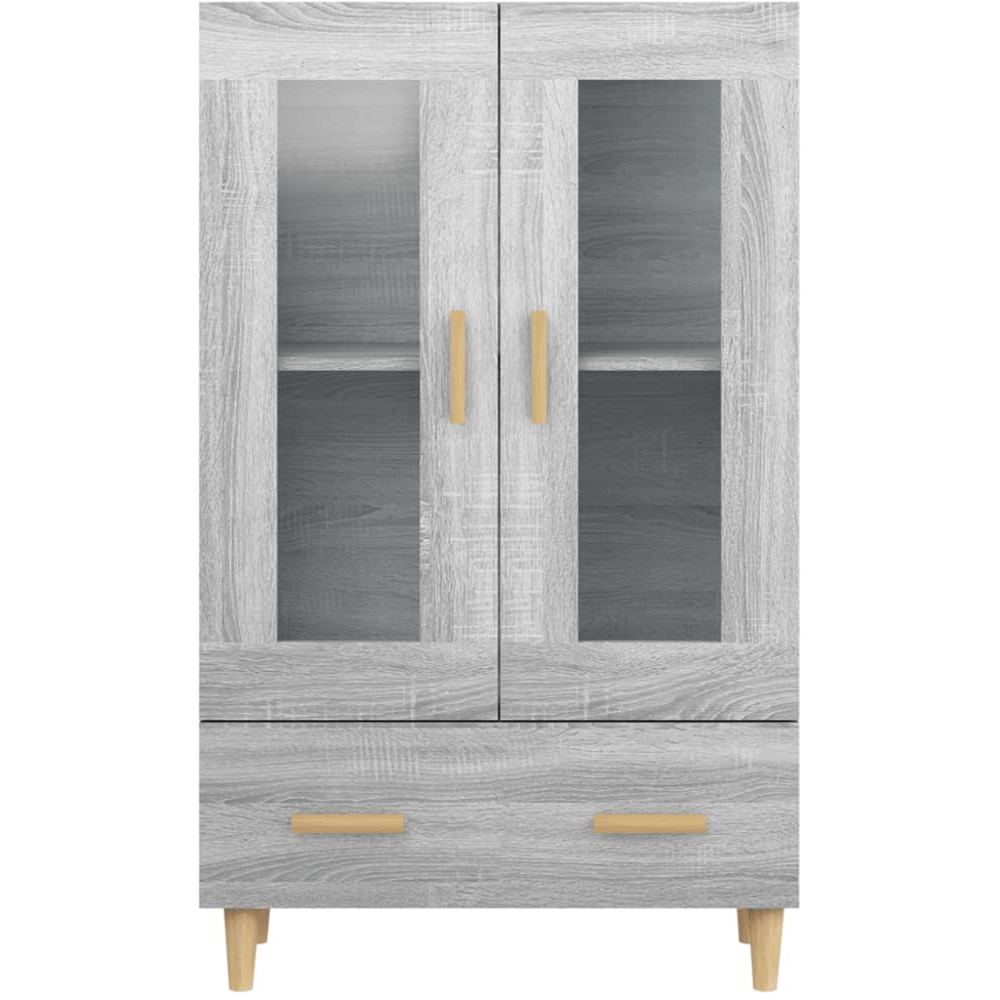 vidaXL 2 Glass Door Single Drawer Grey Sonoma Highboard Image 5