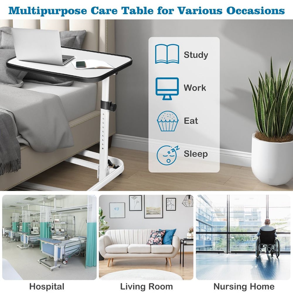 Costway White Portable Bedside Table Image 5
