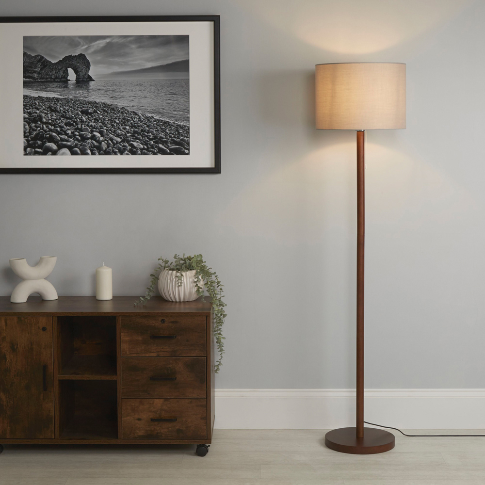 Lighting Collection Tarth Dark Wood Floor Lamp Image 2