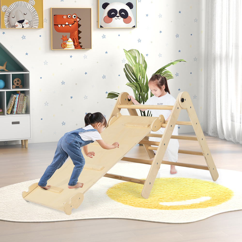 Costway 3 in 1 Natural Kids Foldable Climbing Toy Image 2