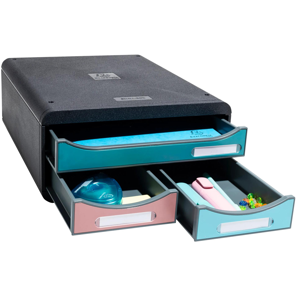 Exacompta Skandi 3 Drawer Multicolour Small Storage Box Image 4