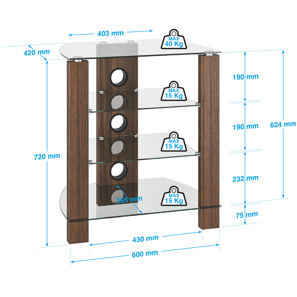 TTAP Walnut 4 Shelf HiFi Entertainment Rack Image 7
