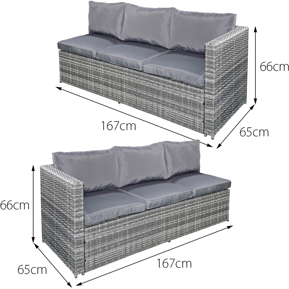 Oseasons Malta 9 Seater Mixed Grey and Grey Rattan U-Shaped Sofa Set with Firepit and Cushions Image 5