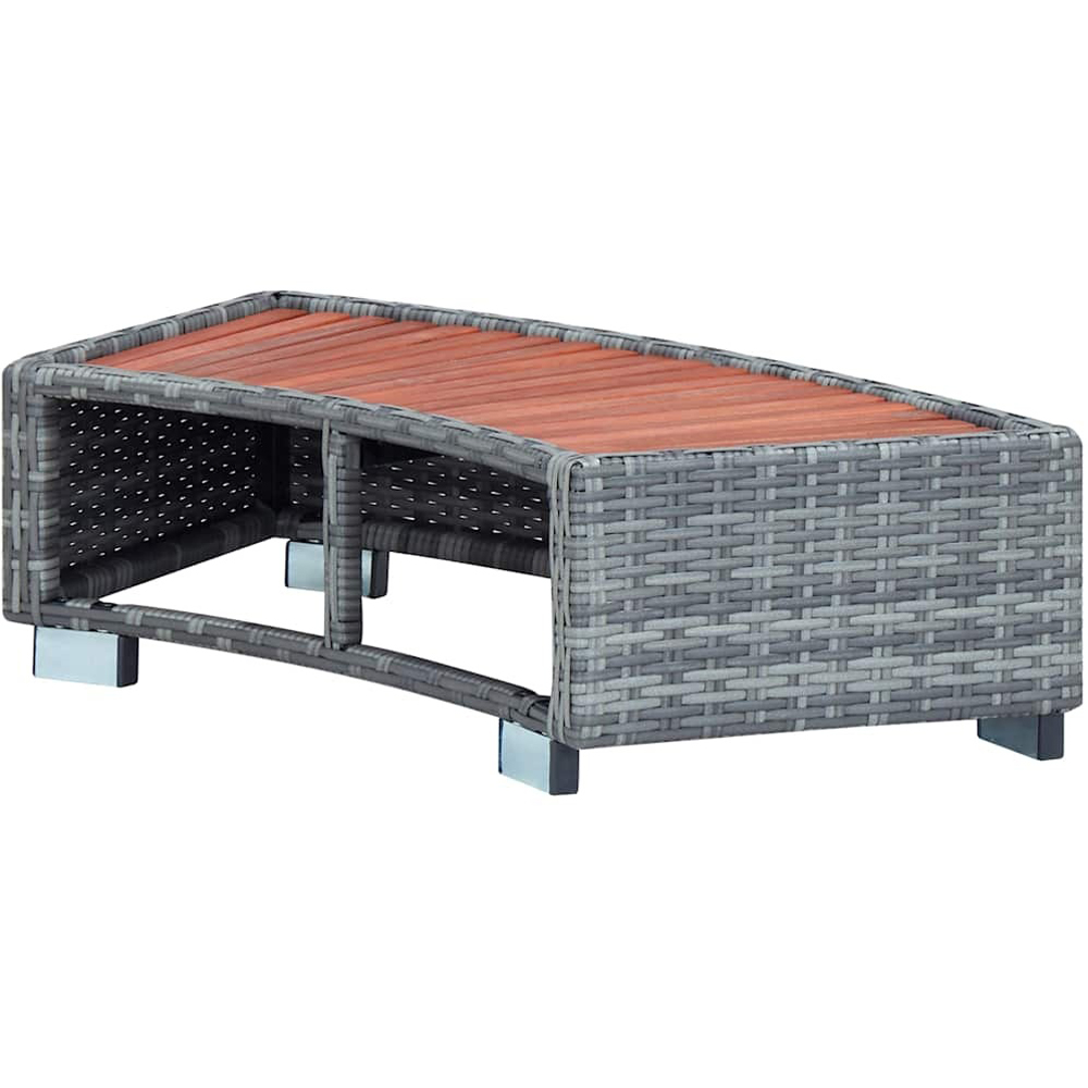 Walplus Grey PE Rattan and Eucalyptus Wood Spa Step Image 4