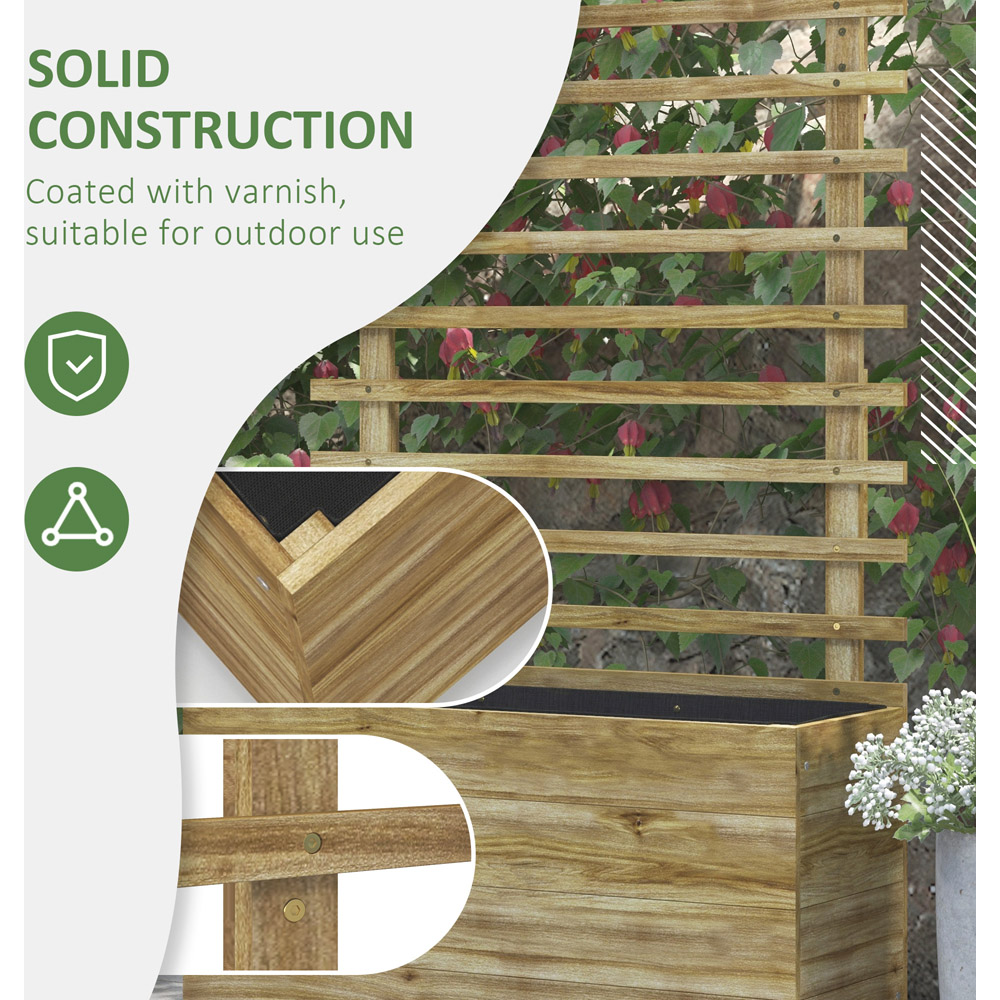 Outsunny Natural Wooden Raised Garden Bed Trellis Planter Box with 4 Wheels Image 6
