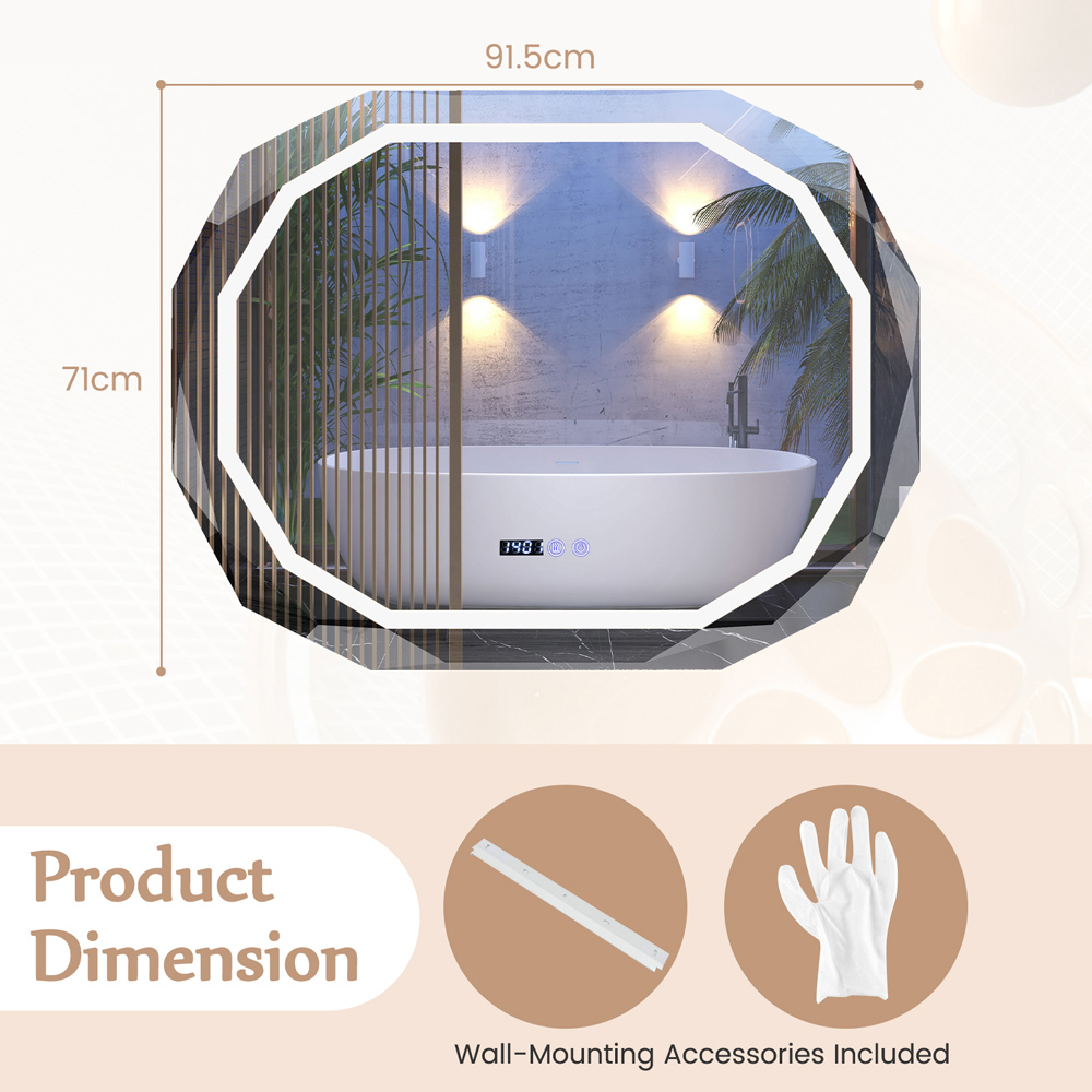 Costway Anti-Fog LED Bathroom Mirror Image 9