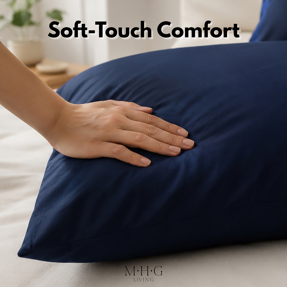 MHG Living Soft Navy Microfibre Envelope Closure Pillowcase 50 x 75cm 2 Pack Image 4