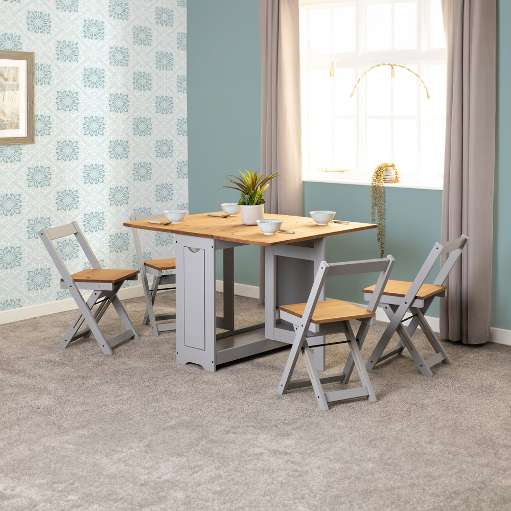 Seconique Santos Butterfly 4 Seater Dining Set Slate Grey Distressed Waxed Pine Image 6