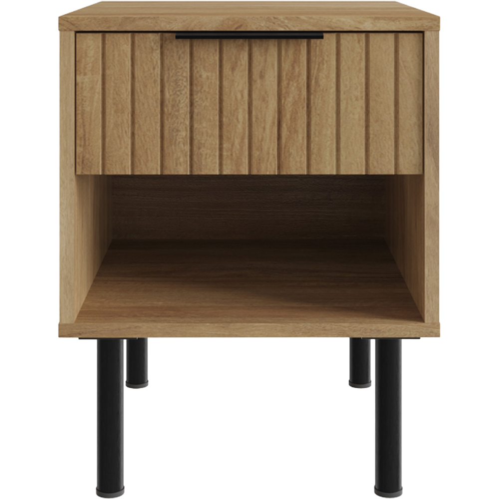GFW Nervata Single Drawer Single Shelf Oak Lamp Table Image 2
