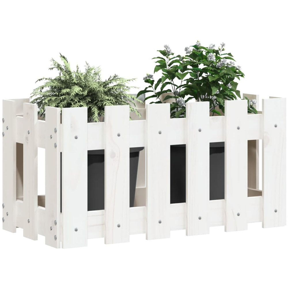 vidaXL White Solid Pine Wood Garden Planter 30 x 60 x 30cm Image 2