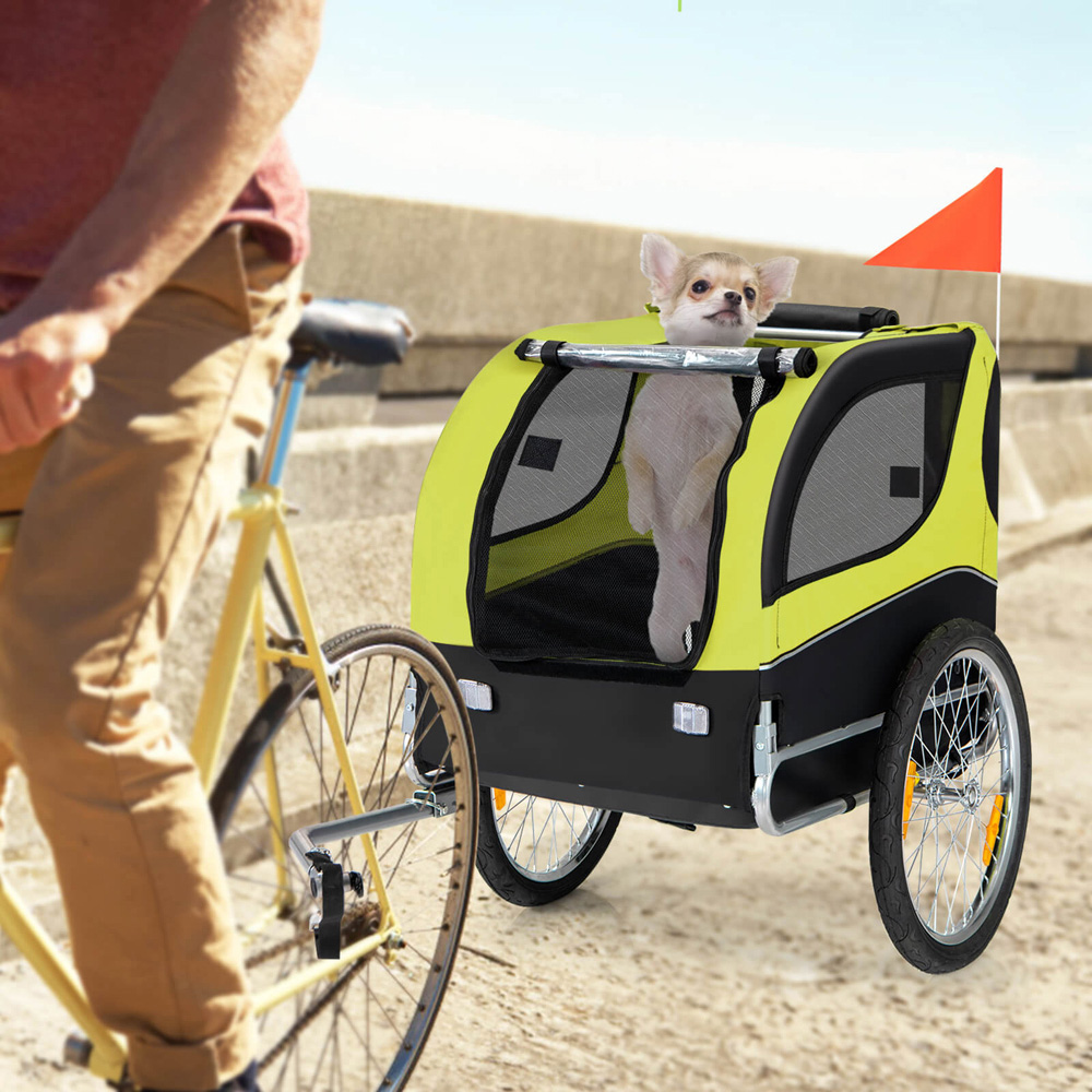 Costway Green Foldable Pet Bike Trailer Image 2