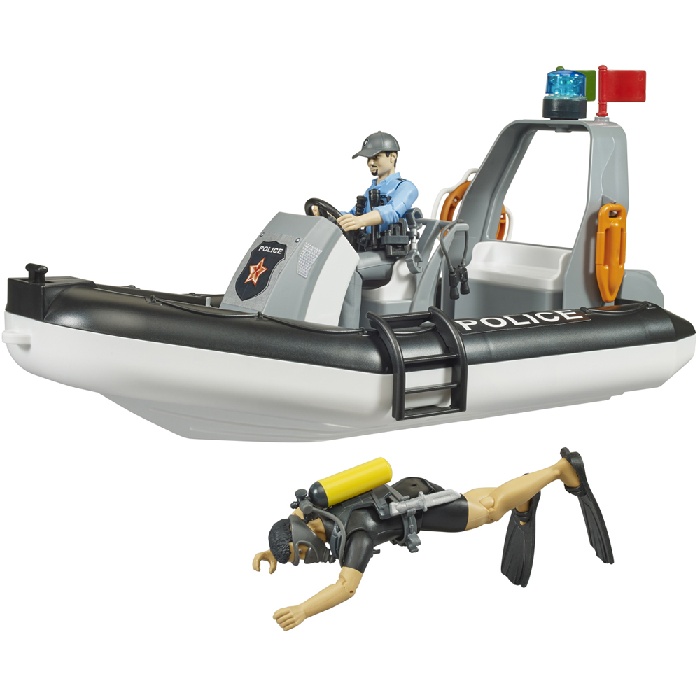 Bruder Bworld Police Boat with Rotating Beacon Light and 2 Figures Image 5