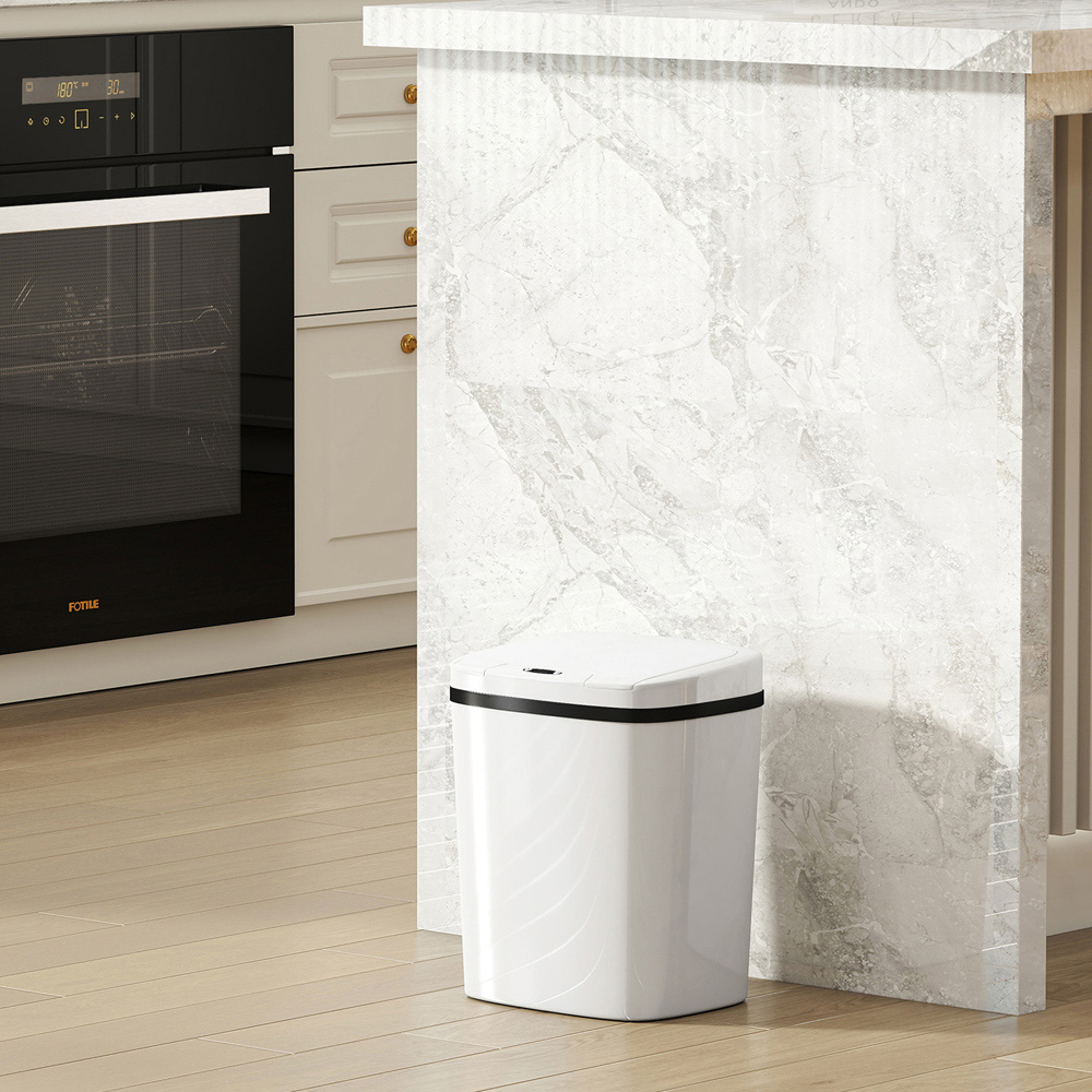 HOMCOM White Automatic Kitchen Sensor Bin 15L Image 3