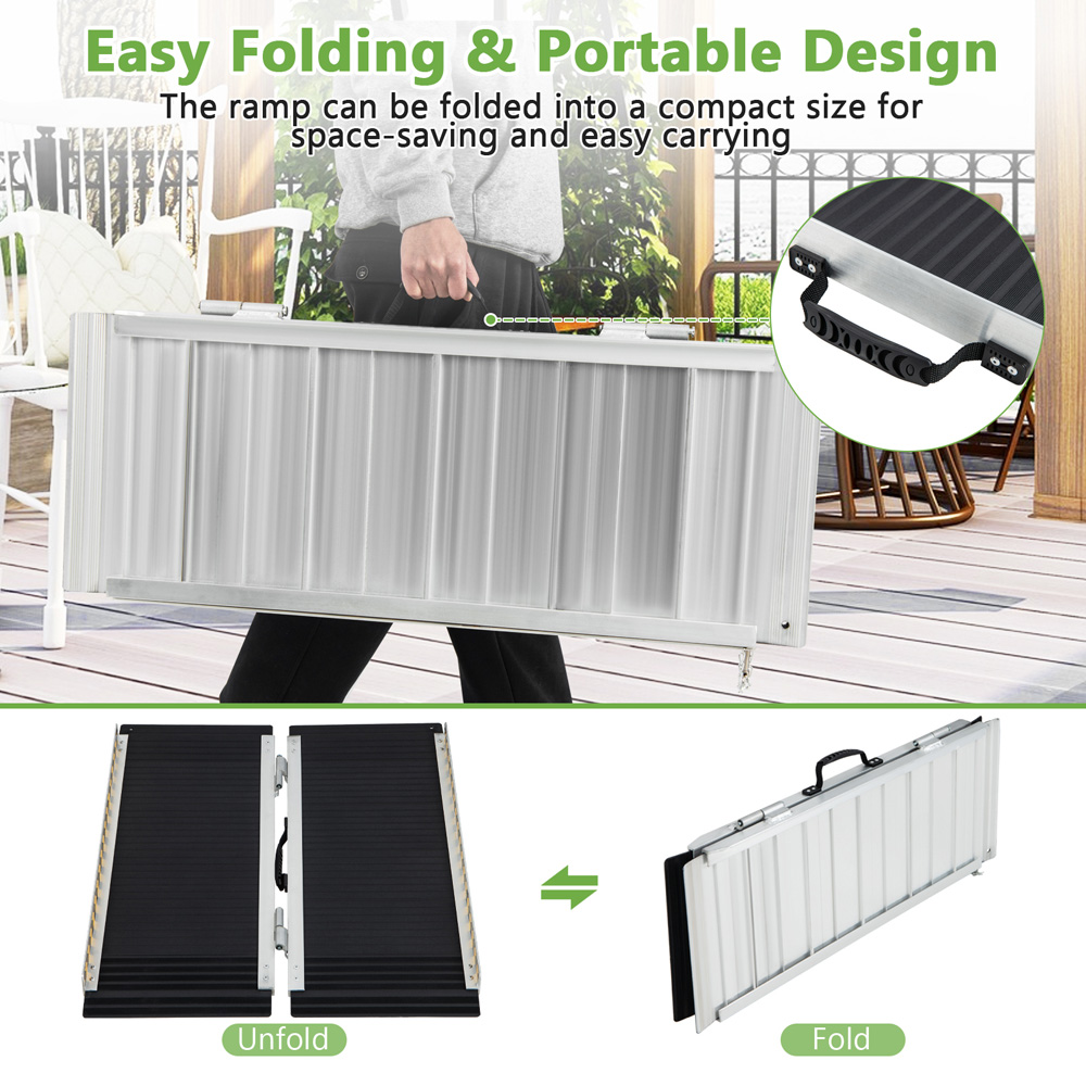 Costway Portable Aluminium Wheelchair Ramp with Transition Plate 3ft Image 7