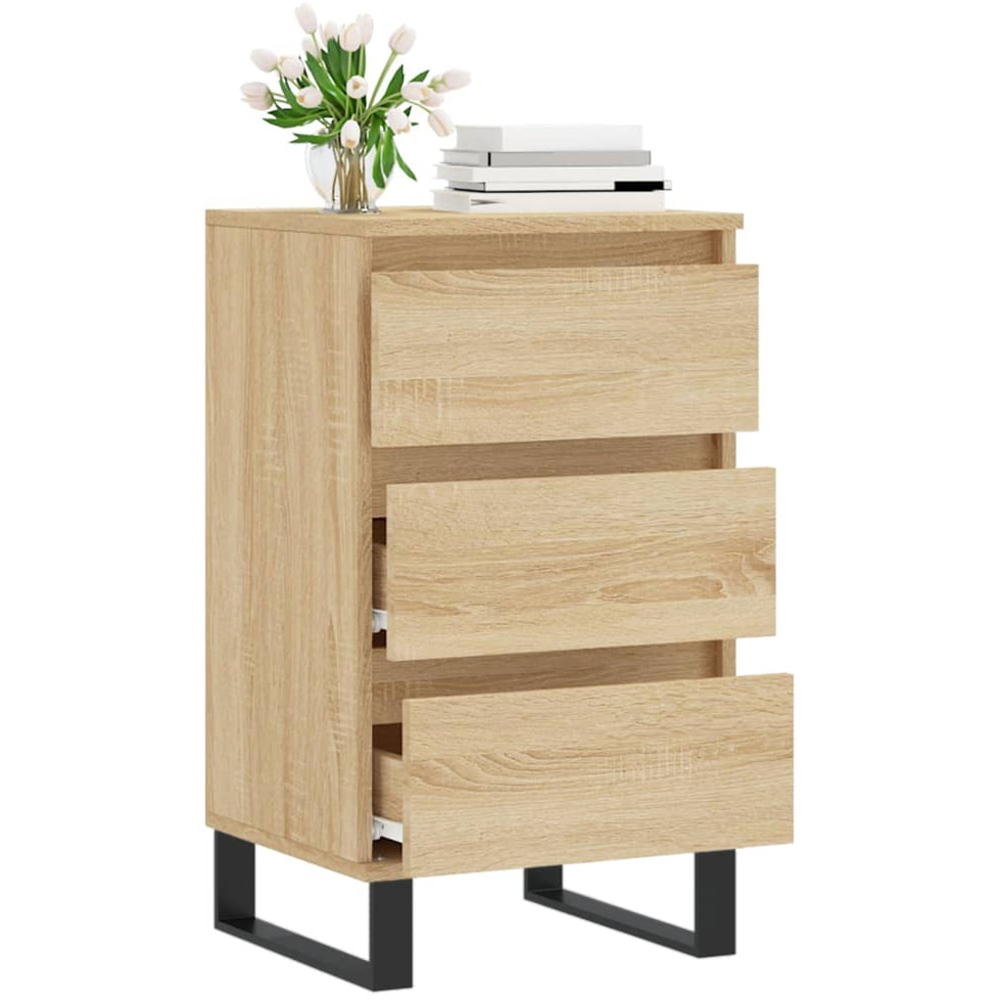 vidaXL 3 Drawer Sonoma Oak Sideboard Image 4