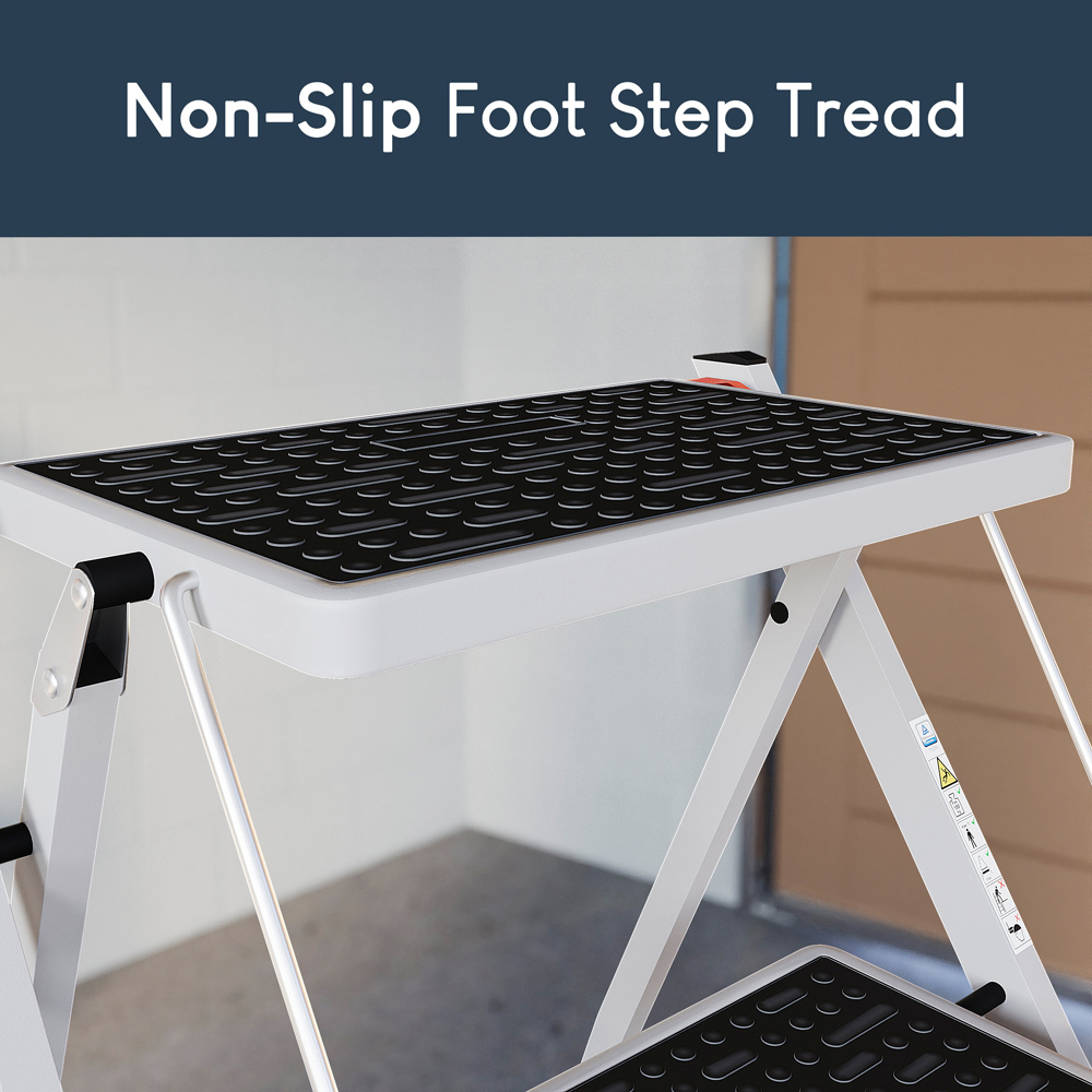 HOME VIDA 2 Step White Folding Stool Image 8
