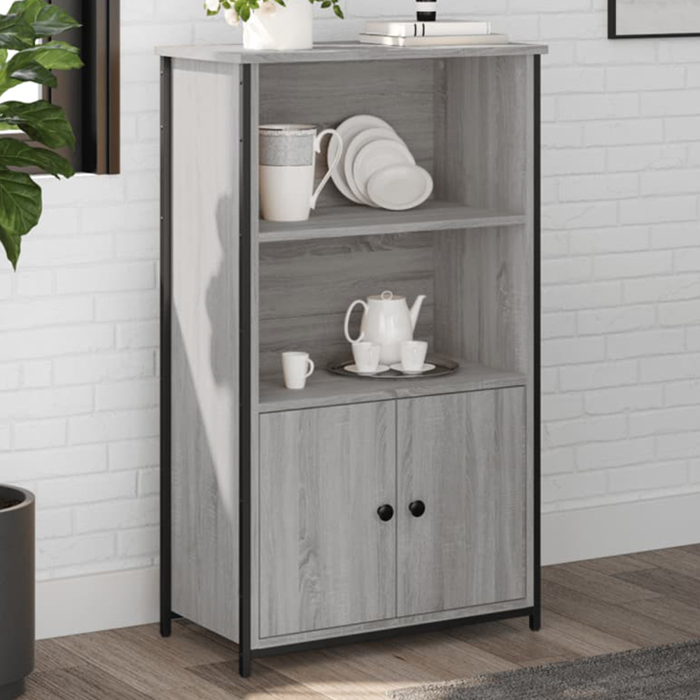 vidaXL 2 Door 2 Shelf Grey Sonoma Highboard Image 1