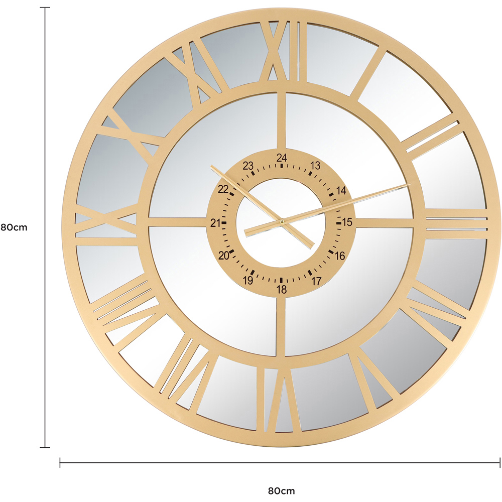 Charles Bentley Coniston Gold Mirrored Round Skeleton Indoor and Outdoor Wall Clock 80cm Image 9