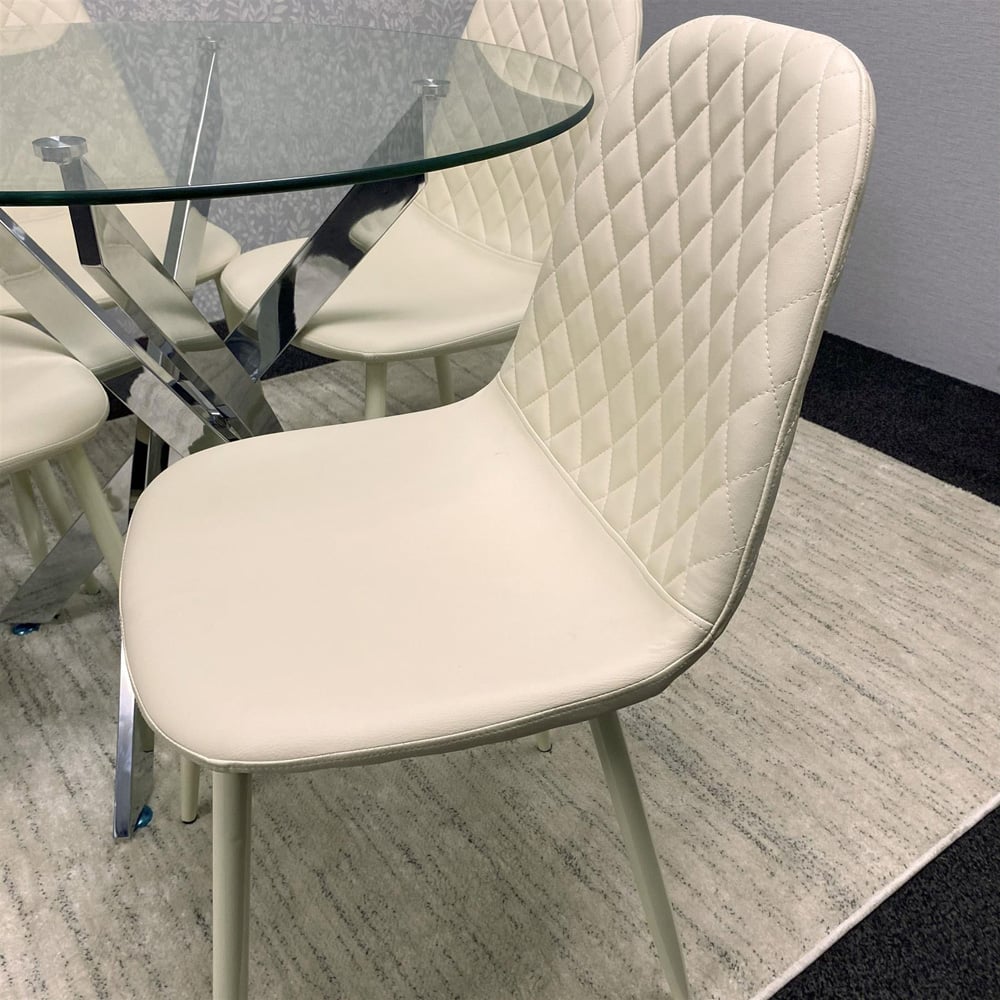 Kosy Koala Maya Gem 4 Seater Round Glass Dining Set Cream Image 2