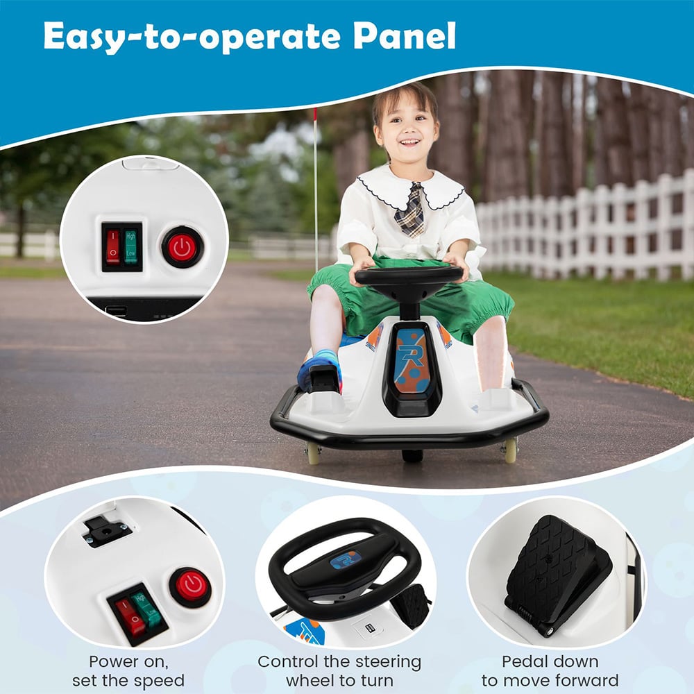Costway Navy Kids Drifting Electric Go Kart Image 4