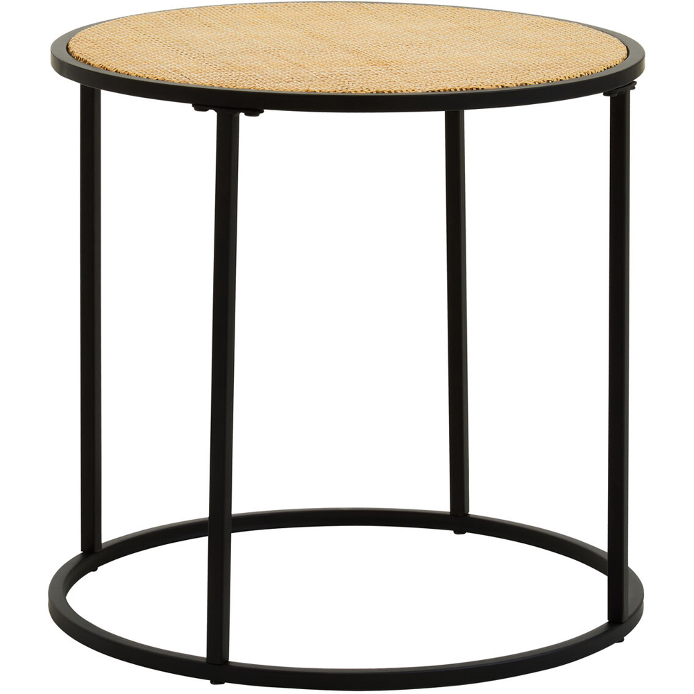 Premier Housewares Rattan Top Metal Frame Round Side Table Image 2