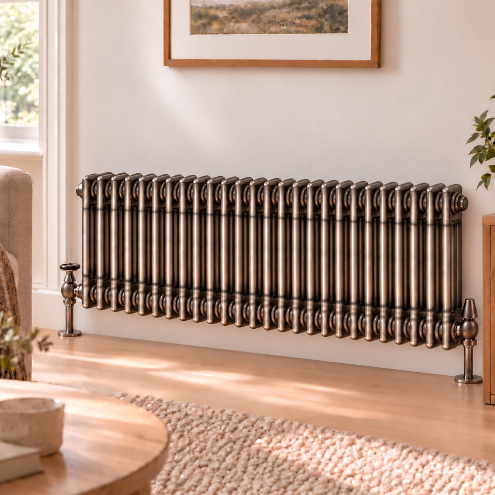 Go Bathrooms Clarence Raw Metal 3 Column 26 Section Radiator 400 x 1190mm Image 2