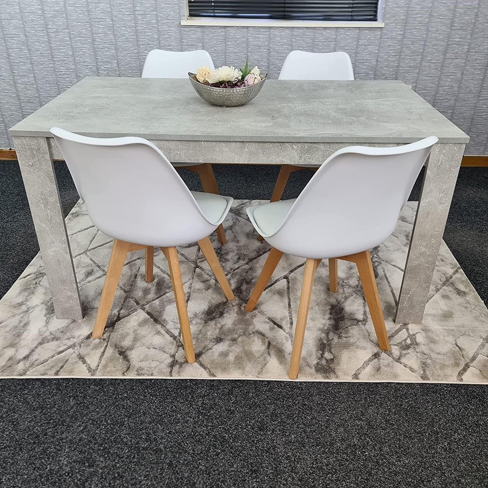 Portland Plastic Leather 4 Seater Dining Set Stone Grey and White Image 6