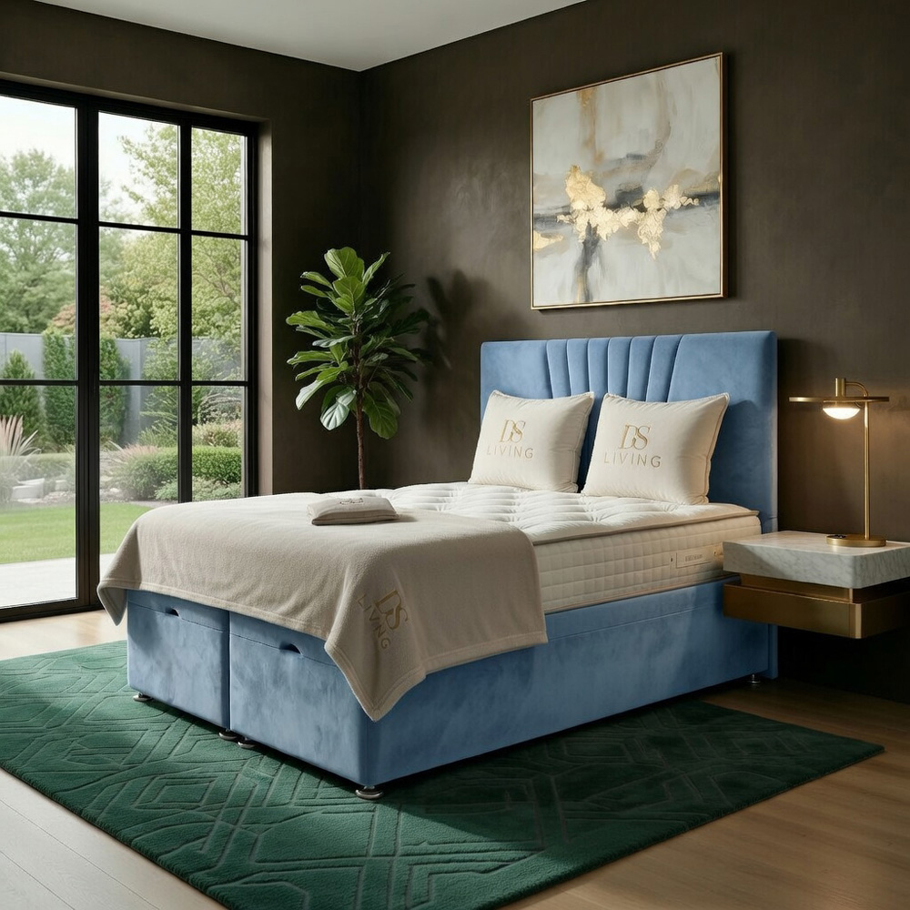 DS Living Vesper King Size Sky Blue Ottoman Bed Image 4