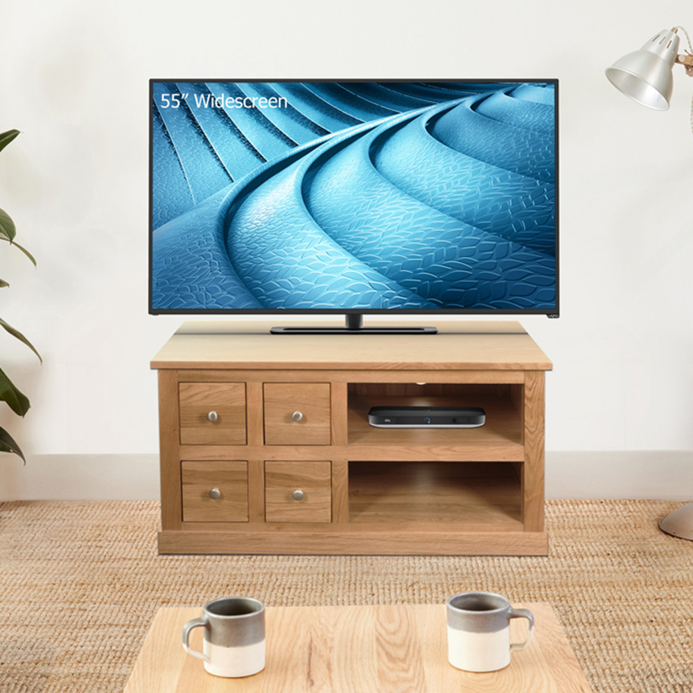 Baumhaus Mobel 4 Drawer Oak TV Cabinet Image 2