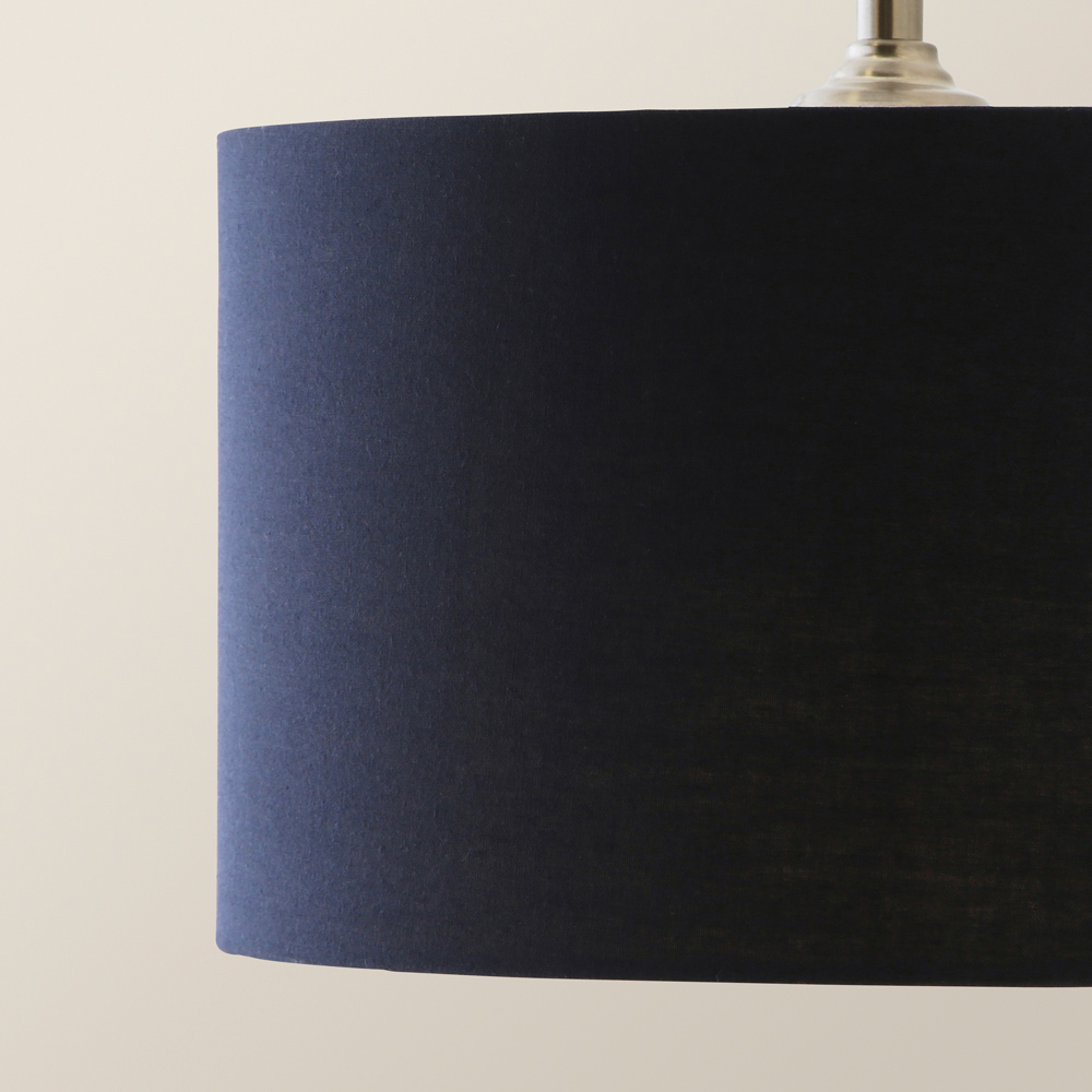 ValueLights Reni Navy Drum Shade 3 Drop Bar Chrome Diner LED Ceiling Pendant Light Image 3