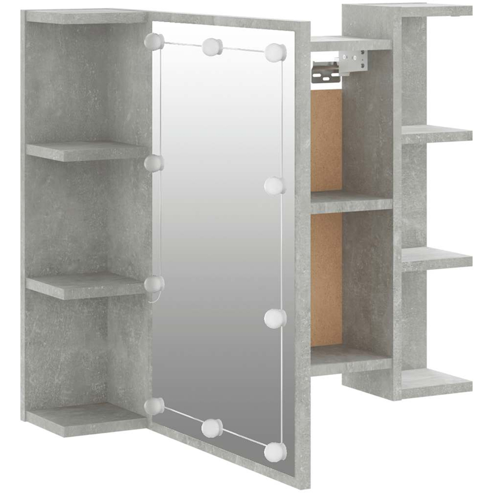 vidaXL Single Door 3 Shelf LED Concrete Grey Mirror Cabinet Image 5