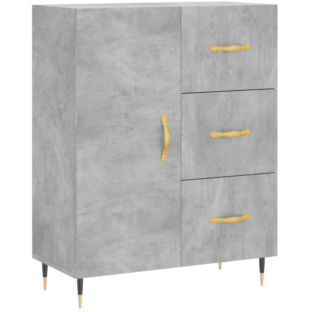vidaXL Single Door 3 Drawer 3 Shelf Concrete Grey Tall Highboard Image 7