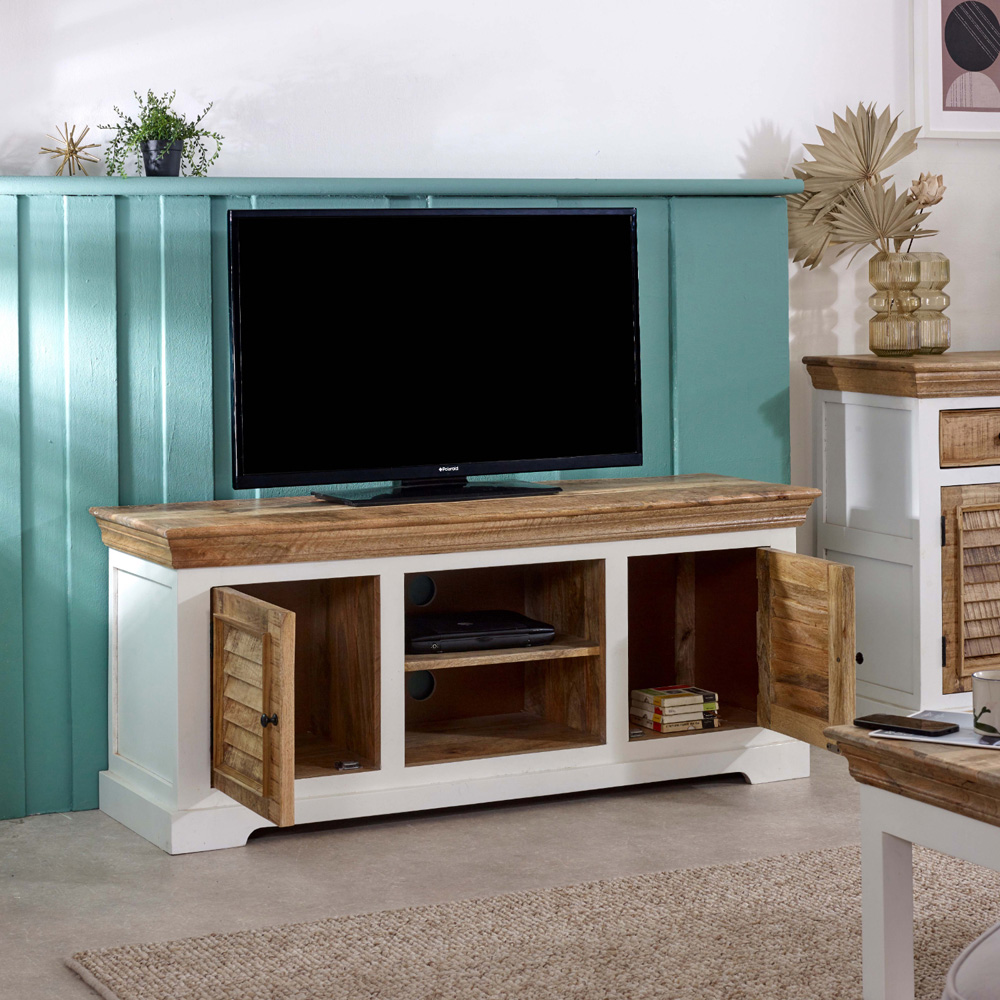 Brooklyn Alfie 2 Door 2 Shelf Solid Mango Wood TV Cabinet Image 6