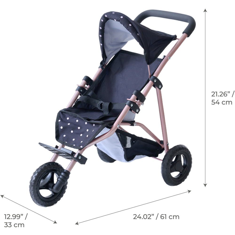 Teamson Kids Olivia's Little World Black Pin Up Doll Jogging Stroller Image 7