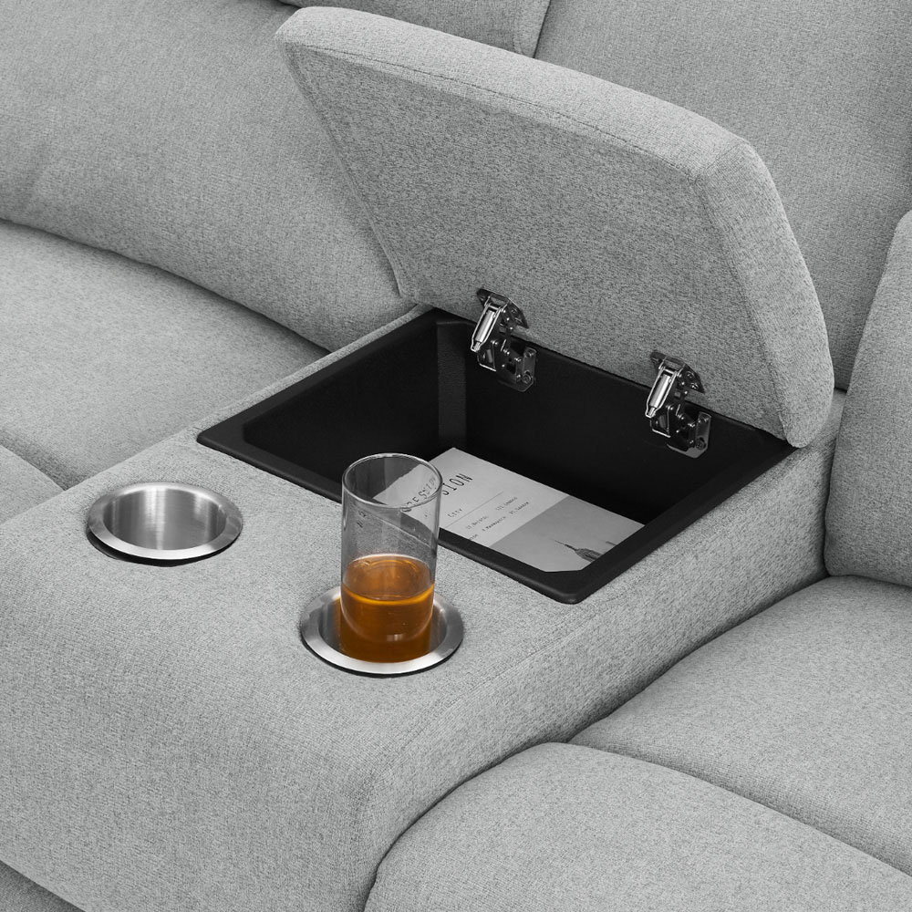 Home Detail Jacob 3 Seater Light Grey Left Hand Chaise Manual Recliner Sofa Image 9