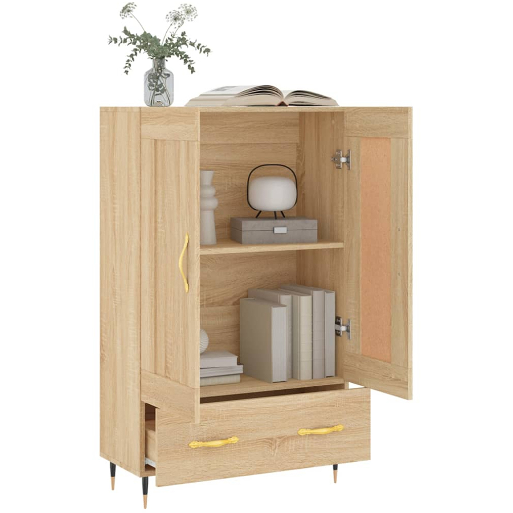 vidaXL 2 Door Single Drawer 2 Shelf Sonoma Oak Highboard with Metal Legs Image 4
