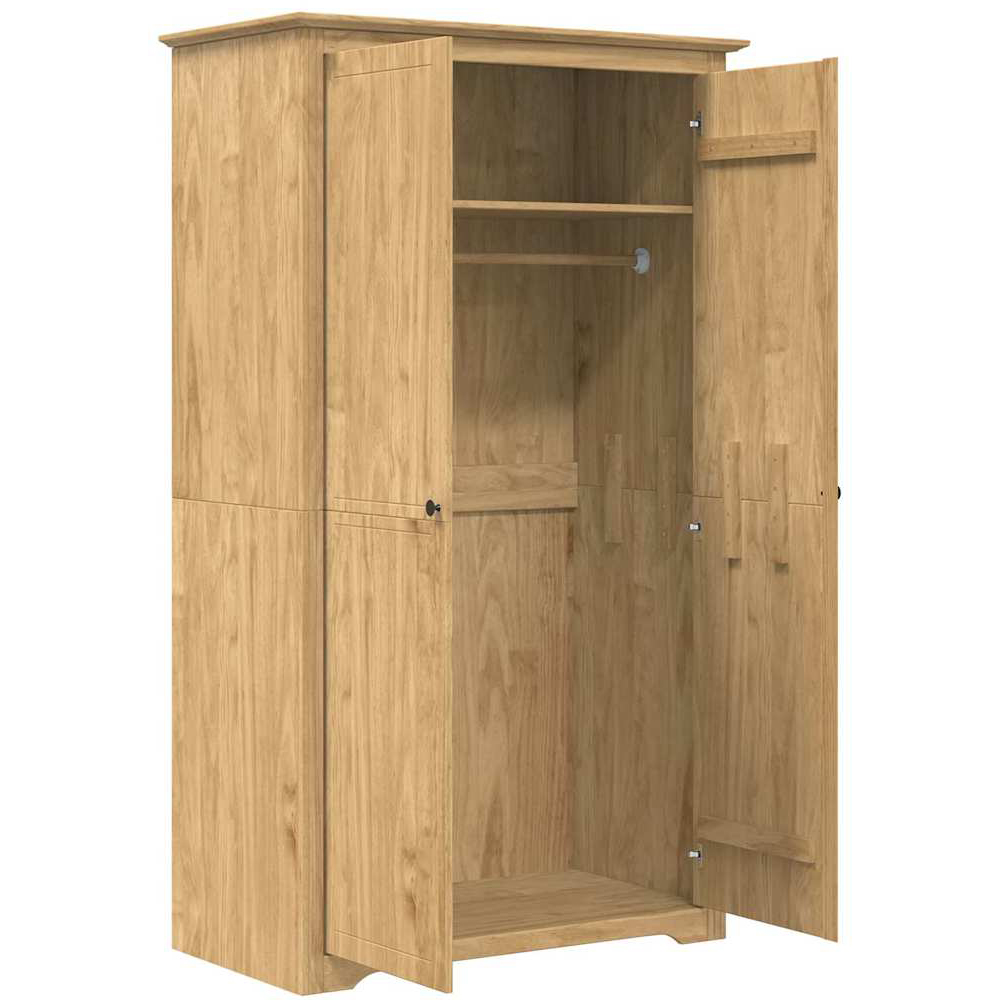 vidaXL Bodo 2 Door Grey Solid Pine Wood Wardrobe Image 3