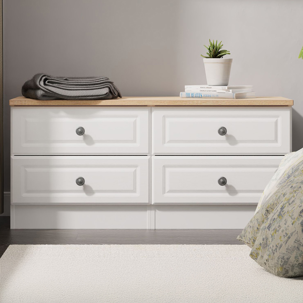 Crowndale Norfolk 4 Drawer White Ash and Bardolino Oak Bed Box Ready Assembled Image 1