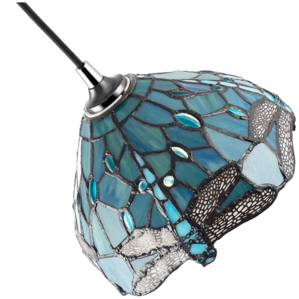 Happy Homewares Emerald Stained Glass Dragonfly Tiffany Pendant Lighting Shade Image 6