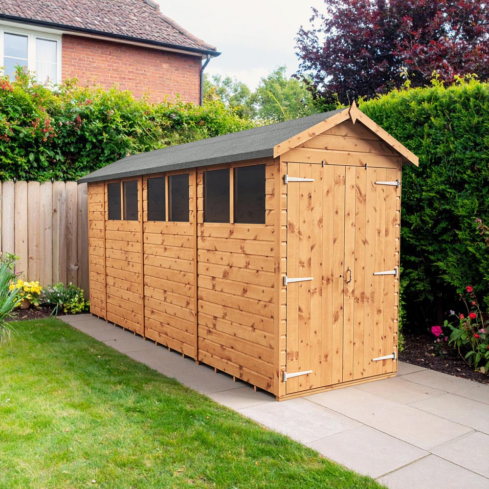 Empire Sheds 4 x 14ft Double Door Tongue and Groove Wooden Apex Garden Shed Image 2