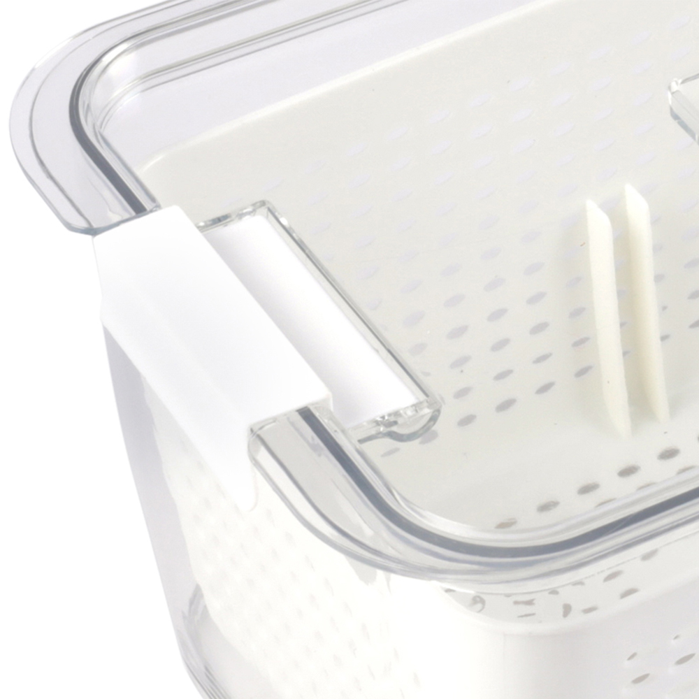 Living and Home Transparent Fridge Storage Container with Drain Basket 1.7L Image 5